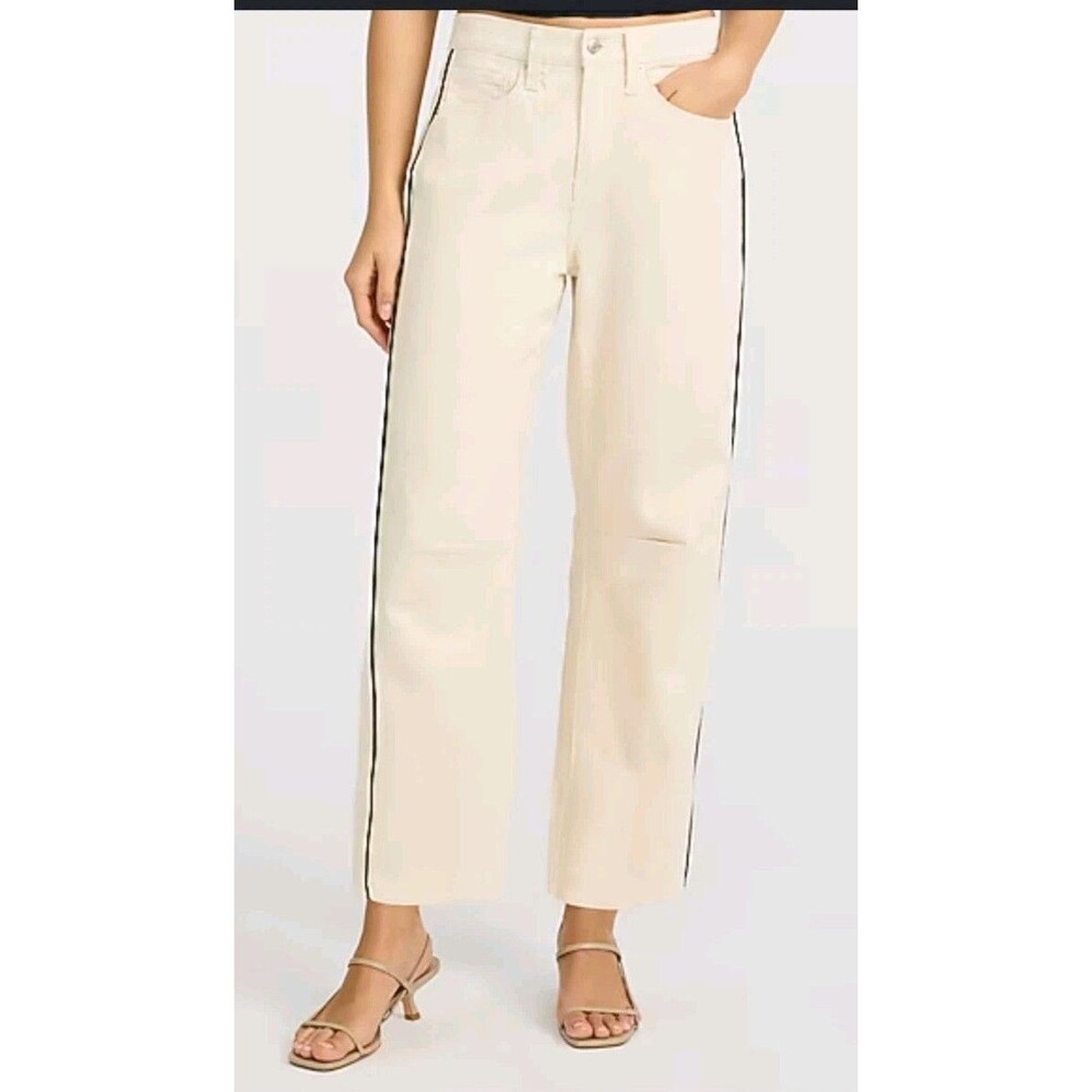 NWT Chico’s Boyfriend Crop Jeans Cream Denim Stretch Pants Piping Detail 2 US 12 - Picture 2 of 15